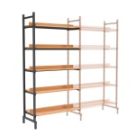 Bibliotheksregal 200 cm hoch, Anbauteil, 98x50 cm (B/T) doppelseitig, 